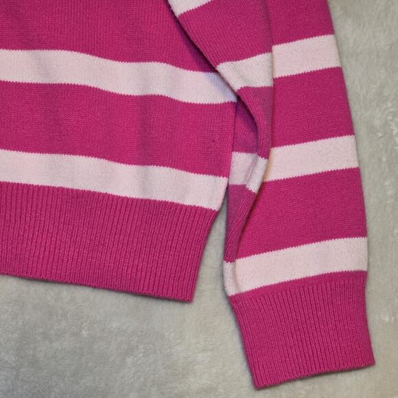 ON 34th Women’s Size L Pink Striped Half-Zip Sweater Pullover Long Sleeve - Picture 4 of 7